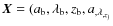 $\vec{X} = (a_{\rm b}, \lambda_{\rm b}, z_{\rm b}, a_\sc,\lambda_\sc, z_\sc)$