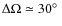 $\Delta\Omega \simeq 30\hbox{$^\circ$ }$