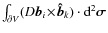$\int_{\partial V}(D\vec{b}_i\!\times\!\vec{\hat{b}}_k)\cdot{\rm d}^2\vec{\sigma}$