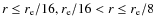 $r \leq r _{\rm e}/16, r_{\rm e}/16 < r \leq r _{\rm e}/8$