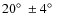 $20\hbox{$^\circ$ }\pm4\hbox{$^\circ$ }$