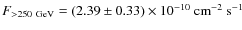 $F_{>250~{\rm GeV}}=(2.39\pm0.33)\times 10^{-10}~{\rm cm}^{-2}~{\rm s}^{-1}$