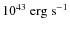 $10^{43}~{\rm erg} ~{\rm s}^{-1}$