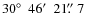 $30\hbox{$^\circ$ }~46\hbox{$^\prime$ }~21\hbox{$.\!\!^{\prime\prime}$ }7$