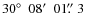 $30\hbox{$^\circ$ }~08\hbox{$^\prime$ }~01\hbox{$.\!\!^{\prime\prime}$ }3$