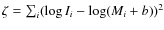 $\zeta=\sum_i (\log I_i - \log (M_i+b))^2$