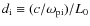$d_{\rm i}\equiv (c/\omega_{\rm pi})/L_{0}$