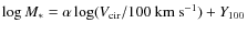 $\log M_{\rm *} = \alpha \log (V_{\rm cir}/100 ~ {\rm km ~ s}^{-1}) + Y_{100}$