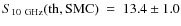 $S_{10~\rm GHz}\rm (th,SMC)~=~13.4\pm1.0$