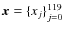 ${\vec x}= \{ x_j \}_{j=0}^{119}$