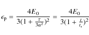 \begin{displaymath}\epsilon_{\rm p}={4E_0\over 3(1+{\tau \over 3\alpha ^2})^2}={4E_0\over 3(1+{t\over t_{\rm s}})^2}
\end{displaymath}