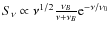 $S_{\nu} \propto \nu^{1/2} {\nu_B \over \nu + \nu_B} {\rm e}^{-\nu/\nu_0}$