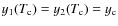 $y_1(T_{\rm c})=y_2(T_{\rm c})=y_{\rm c}$