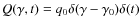 $Q(\gamma ,t)=q_0\delta (\gamma -\gamma _0)\delta (t)$