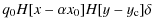 $\displaystyle q_0H[x-\alpha x_0]H[y-y_{\rm c}]\delta$