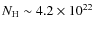$N_{\rm H}\sim4.2\times10^{22}$