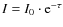 $I=I_0\cdot {\rm e}^{-\tau}$