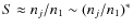 $S\approx n_j/n_1\sim (n_j/n_1)^*$