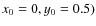 $x_{\rm0}=0, y_{\rm0}=0.5)$