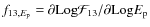 $f_{13,E_{\rm p}}=\partial {\rm Log} {\cal F}_{13}/ \partial {\rm Log} E_{\rm p}$