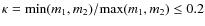 $\kappa={\rm min}(m_1,m_2)/{\rm max}(m_1,m_2) \leq 0.2$