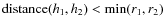 ${\rm distance}(h_1,h_2)< {\rm min}(r_1,r_2)$