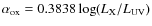 $\alpha_{\rm ox}=0.3838 \log(L_{\rm X}/L_{\rm UV})$