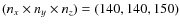 $(n_{x}\times n_{y} \times n_{z})=(140,140,150)$