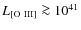 $L_{\rm [O~III]} \ga 10^{41}$