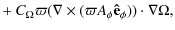 $\displaystyle + ~C_{\Omega}\varpi(\nabla\times(\varpi A_{\phi}{\bf\hat{e}}_{\phi}))\cdot\nabla\Omega,$