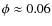 $\phi\approx 0.06$