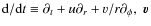 ${\rm d}/{\rm d}t\equiv \partial _{t}+u\partial_{r}+v/r \partial _{\phi }, \;\vec{v}$