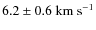 $6.2\pm0.6~{\rm km~s^{-1}}$
