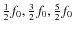 $\frac{1}{2} f_0, \frac{3}{2} f_0, \frac{5}{2} f_0$