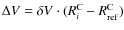 $\Delta V = \delta V \cdot (R^{\rm C}_i -
R^{\rm C}_{\rm ref})$
