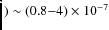 $)\sim (0.8{-}4)\times10^{-7}$