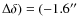 $\Delta\delta)=(-1.6\hbox{$^{\prime\prime}$ }$