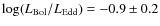 $\log(L_{\rm Bol}/L_{\rm Edd}) = -0.9\pm0.2$