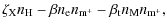$\displaystyle \zeta_{\rm X} n_{\rm H} - \beta n_{\rm e}n_{{\rm m}^+}-\beta_{\rm t}
n_{\rm M}n_{{\rm m}^+},$
