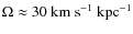 $\Omega \approx 30~{\rm km~s}^{-1}~{\rm kpc}^{-1}$