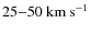 $25{-}50~{\rm km~s}^{-1}$