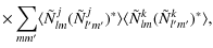 $\displaystyle \times\sum_{mm'} \langle \tilde N^{j}_{lm} (\tilde N^{j}_{l'm'})^* \rangle \langle \tilde N^{k}_{lm} (\tilde N^{k}_{l'm'})^* \rangle,$