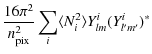 $\displaystyle \frac{16\pi^2}{n^2_{\rm pix}}\sum_{i} \langle N^2_i \rangle Y^i_{lm}(Y^i_{l'm'})^*$