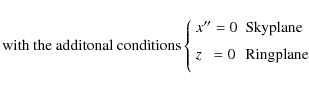 \begin{displaymath}\mbox{with the additonal conditions}
\left\{\begin{array}{ll...
... [2mm]
z\ \ =0 & {\rm Ring plane} \\ [2mm]
\end{array} \right.
\end{displaymath}