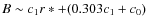 $B \sim c_1 r* + (0.303c_1 + c_0)$