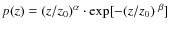 $p(z) = (z/z_0)^\alpha \cdot \exp[-(z/z_0)~^\beta]$