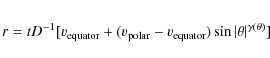 \begin{eqnarray*}r = tD^{-1} [v_{\rm equator} + (v_{\rm polar} - v_{\rm equator}) \sin{\vert\theta\vert}^{\gamma(\theta)}]