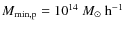 $M_{\rm min, p} = 10^{14}~M_\odot~{\rm h}^{-1}$