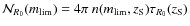 $\mathcal{N}_{R_0}(m_{\rm lim}) = 4\pi~ n(m_{\rm lim},z_{\rm S})\tau_{R_0}(z_{\rm S})$