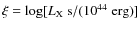 $\xi = \log[L_{\rm X}~{\rm s}/(10^{44}\;{\rm erg})]$
